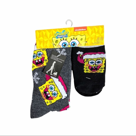 NWT SPONGE BOB CREW SOCKS AND MATCHING DOG BOOTIES - Picture 5 of 11